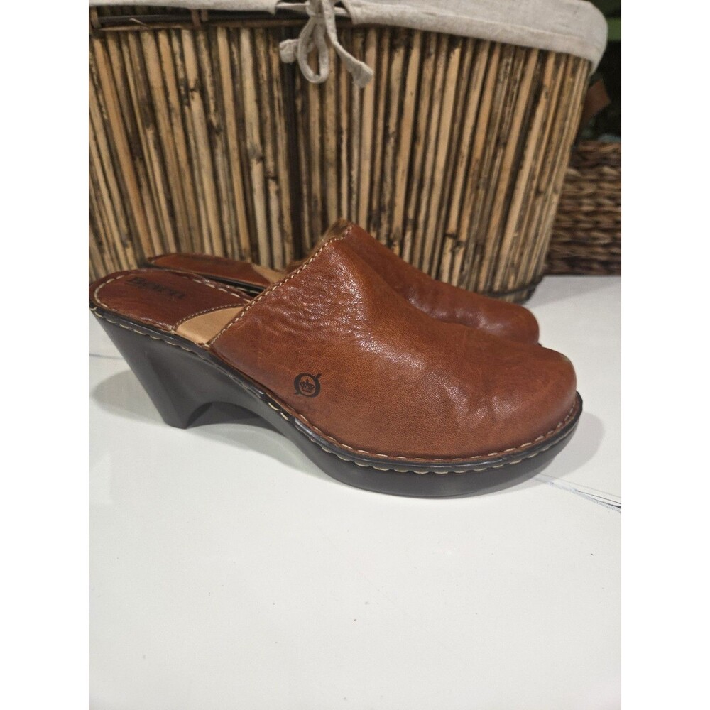 NEW NO BOX Born W61727 CKF9 Womens Leather Mules Clogs Brown Size W/M 10/42 SB4